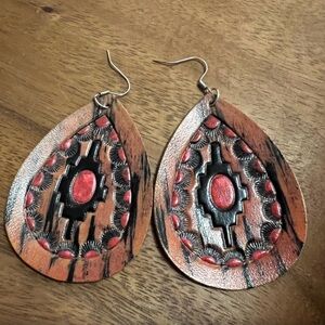 Handcrafted Leather Teardrop Earrings